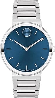 Bold Horizon Men's Luxury Quartz Watch - Swiss Movement, Stainless Steel Bracelet, Water Resistance 30 Meters (3ATM) - Classic Timepiece - Gift for Him - 40mm