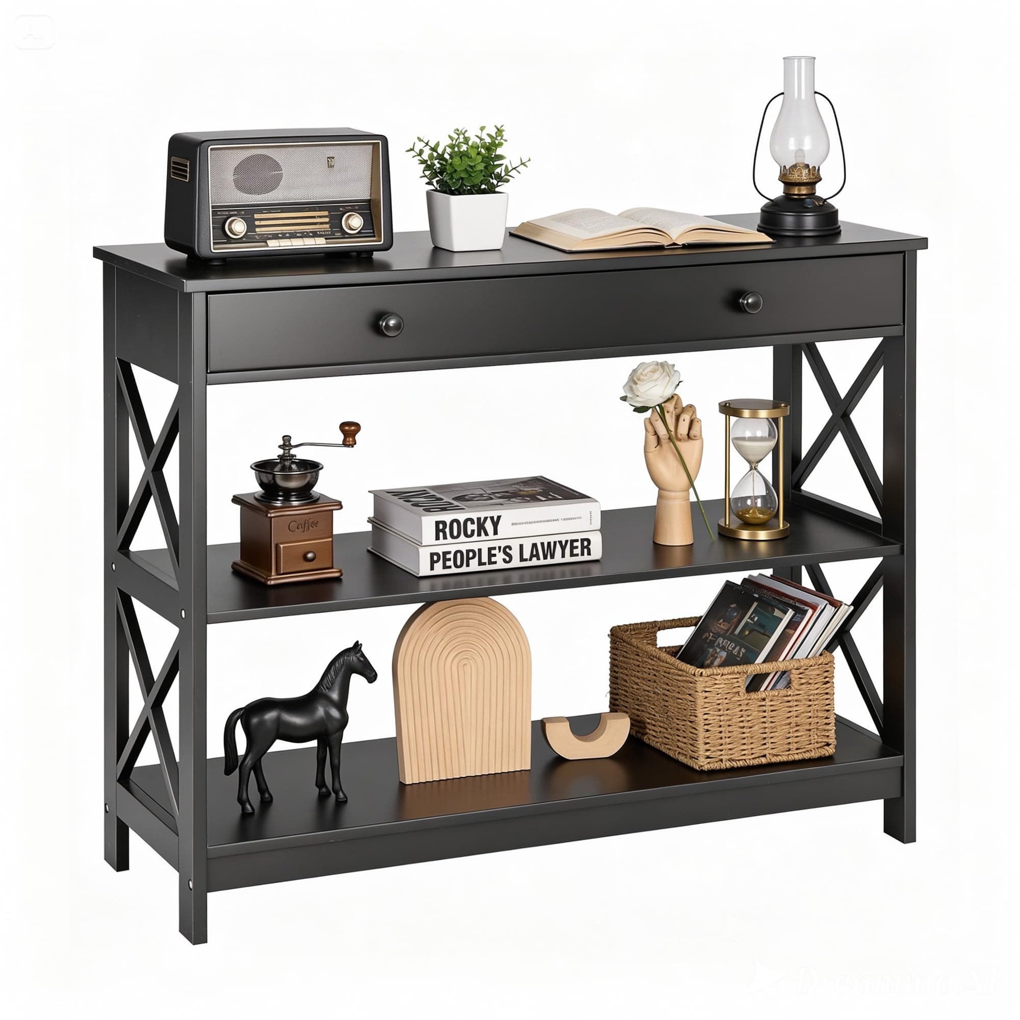 3 Tier Console Table with Drawer