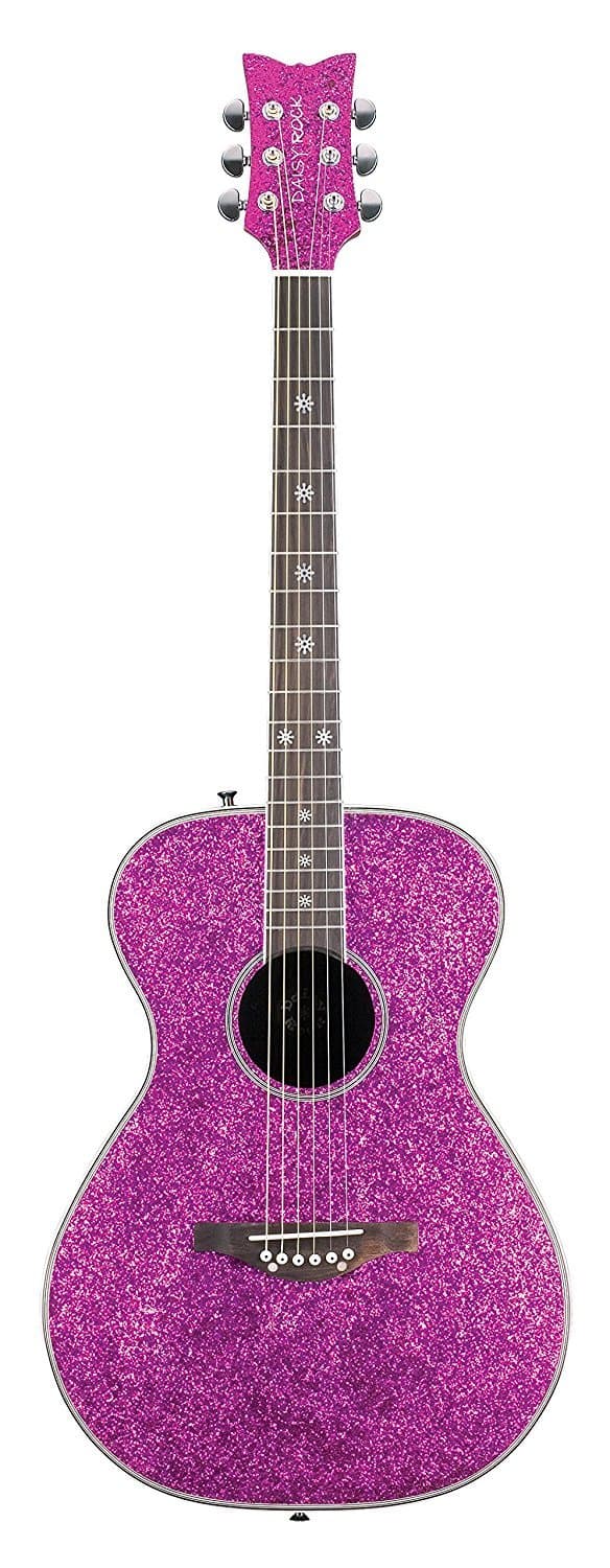 Daisy Rock DR6205 Pixie Acoustic Guitar, Pink Sparkle