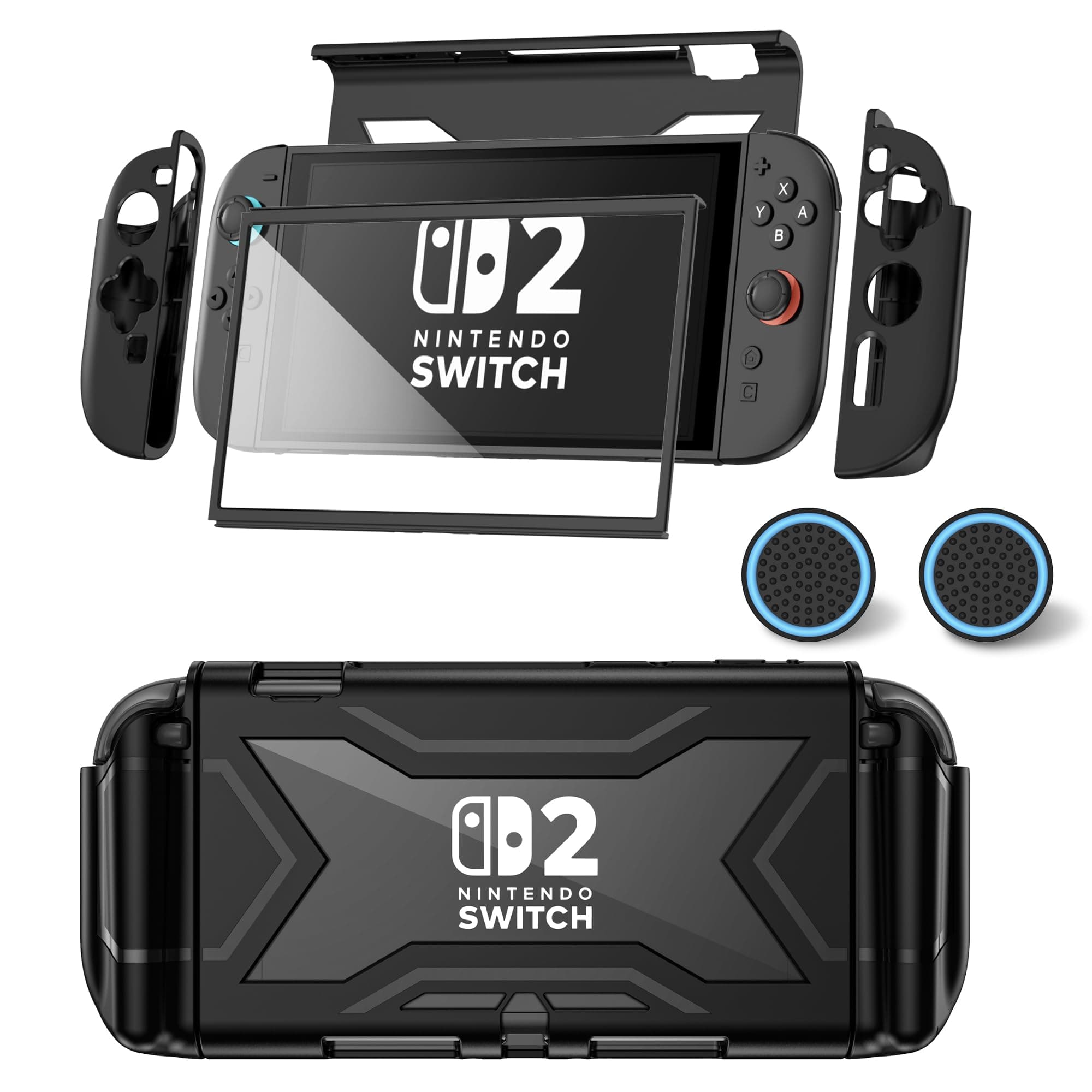 for Nintendo Switch 2 Case 2025 [Built-in Screen & Lag-Free Touch] [Magnetic Joy Con Controllers Friendly],360°Shockproof Design Cover Accessories for Nintendo Switch 2 & 2 X Thumb Grip [no_operating_system]