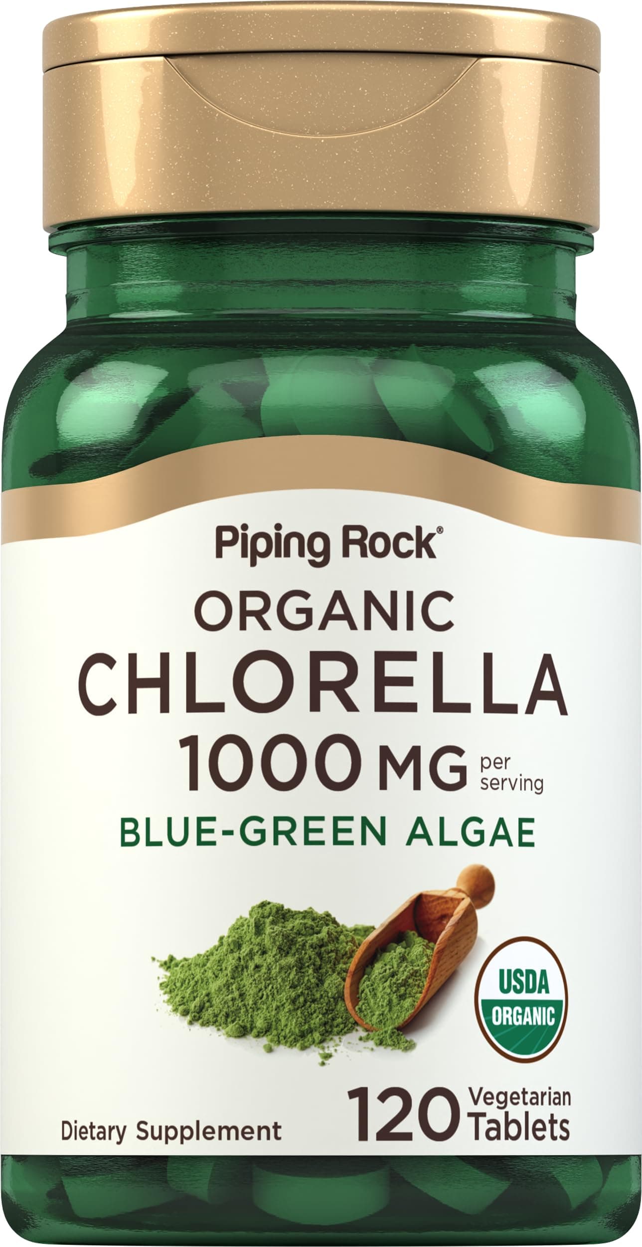 Chlorella | 1000mg | 120 Tablets | Blue-Green Algae | Broken Cell Wall Organic | Non-GMO, Gluten Free Supplement