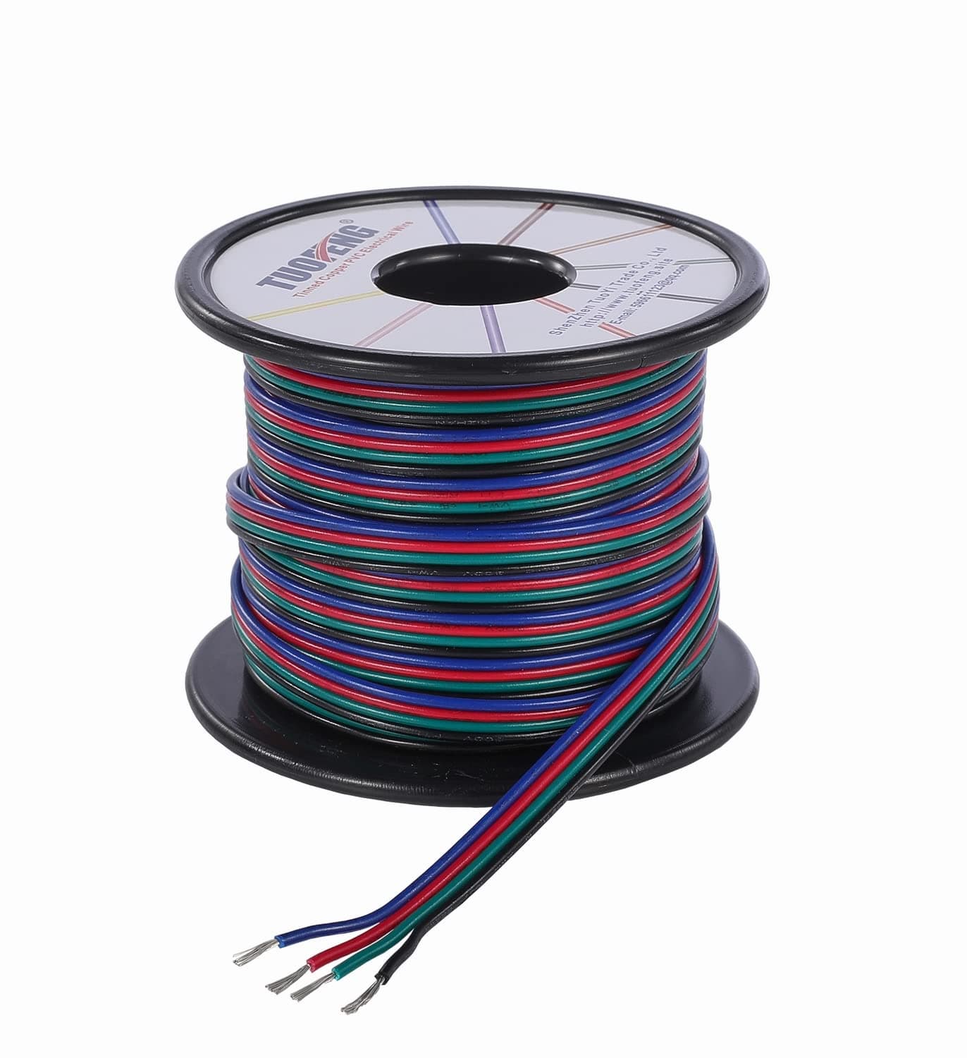 4 Core Cable 22awg Electrical Wire 40 Feet 4 Pin RGB Extension Cable Line Cord 4 Color for Single LED Strip Light