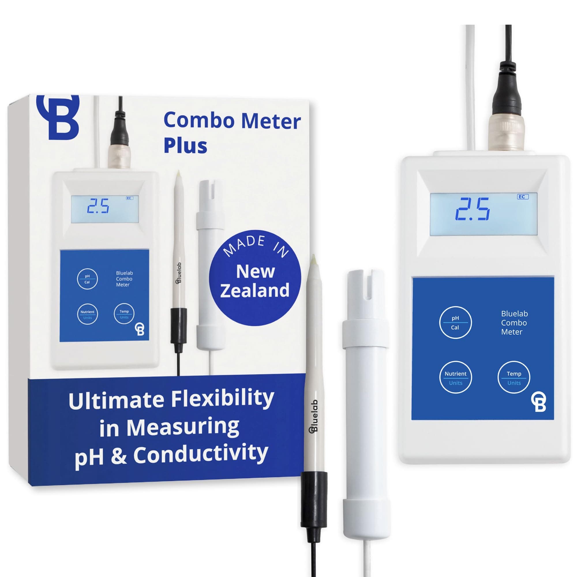METCOMPLUS Combo Meter PLUS for pH, Temperature, and Conductivity, Easy Calibration, Works in Rockwool and Soil