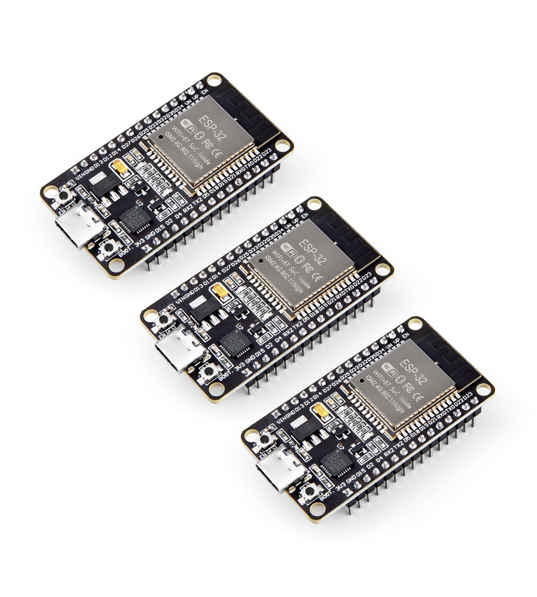 ELEGOO 3PCS ESP-32 Development Board USB-C, 2.4GHz Dual Mode WiFi+Bluetooth 4.2 Dual Core Microcontroller Support AP/STA/AP+STA, CP2102 Chip