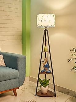 Crosscut Furniture Metal Floor Lamp with 3 shelves (Farm Petal)
