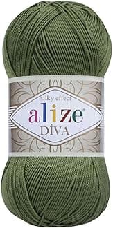 Diva Silk Effect 100% Microfiber Acrylic Yarn 1 Ball skeins 100gr 383yds Color (79 - Basil)