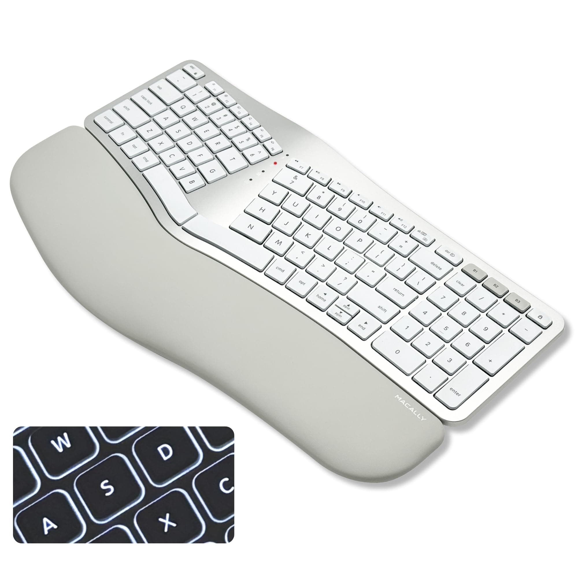 Wireless Bluetooth Ergonomic Keyboard, Wireless Split Keyboard, Carpal Tunnel Comfort, Ergo Rechargeable Split Wrist Keyboard - Apple Backlit Design 100 Keys for
