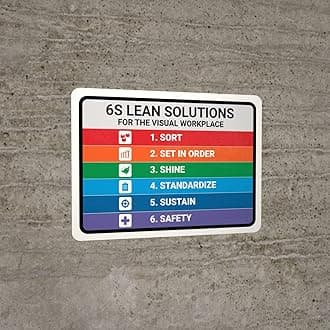 6S Lean Solutions for The Visual Workplace Sign Board, Acrylic Board Fixed with PVC Waterproof Sticker and doubleside Tape
