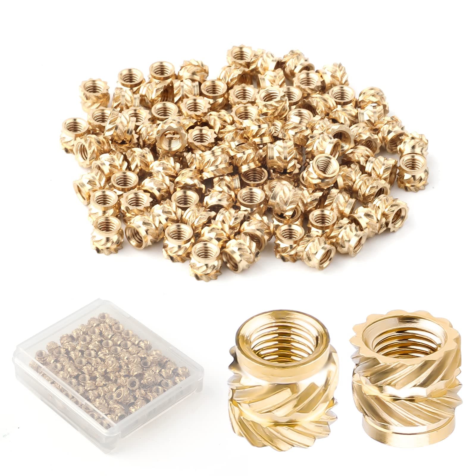 100pcs 3D Printing Brass Nuts, M3x4x5mm M3 Threaded Insert Knurled Brass Nuts Female Thread Knurled Heat Embedment Nut for 3D Printing Parts Loptop Automotive Plastic Shell