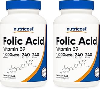 Folic Acid (Vitamin B9) 1000 mcg, 240 Capsules (2 Bottles)