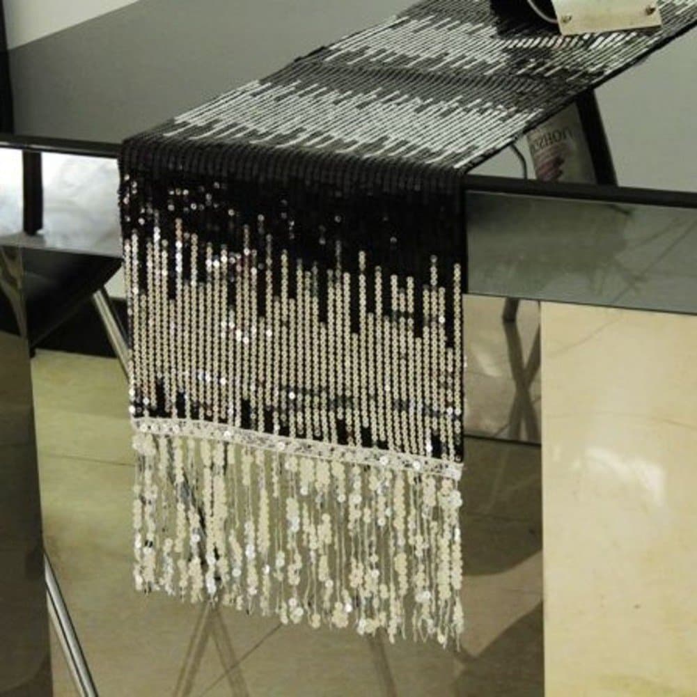 TRE Tassels color sequins table cloth/ table runner/ simple and modern coffee table flag-B 200x30cm(79x12inch)