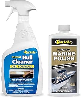 STAR BRITE Instant Boat Hull Cleaner + Marine Polish Bundle - Instantly Remove Stains, Scum & Grime + Stop Fading, Chalking & Oxidation While Adding a High Gloss Finish that Repels Stains & Deposits