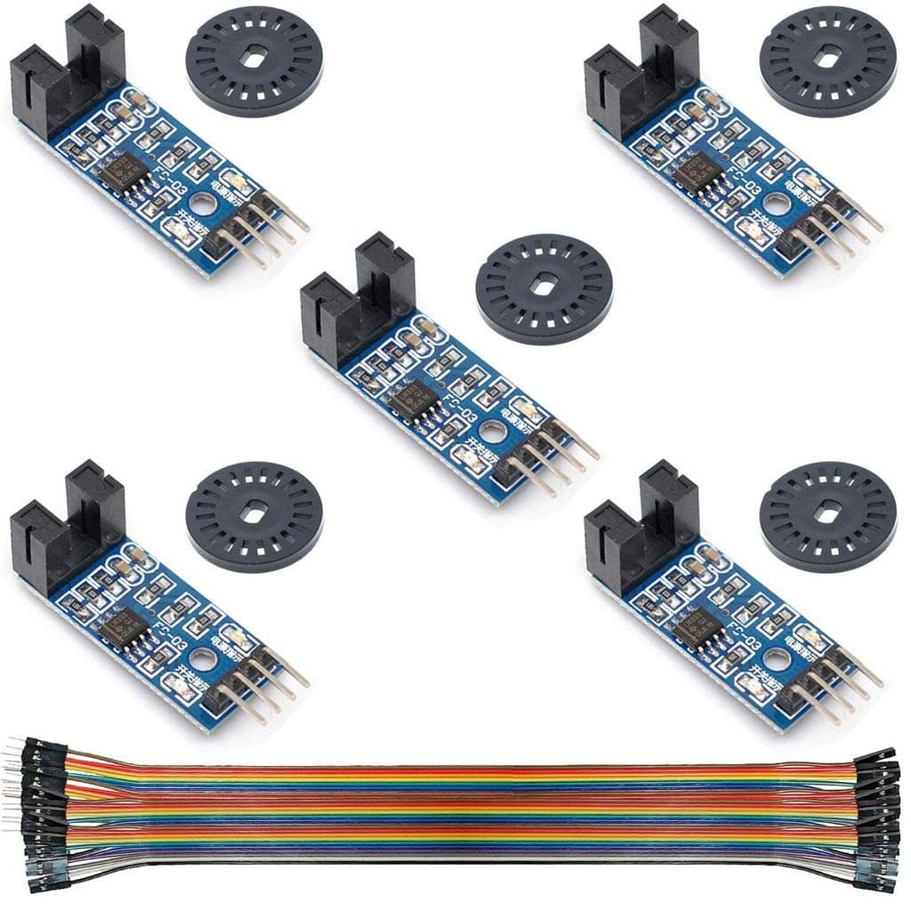DAOKI 5Pcs Speed Measuring Sensor LM393 Speed Measuring Module Tacho Sensor Slot Type IR Optocoupler for MCU RPI Arduino DIY Kit with Encoders