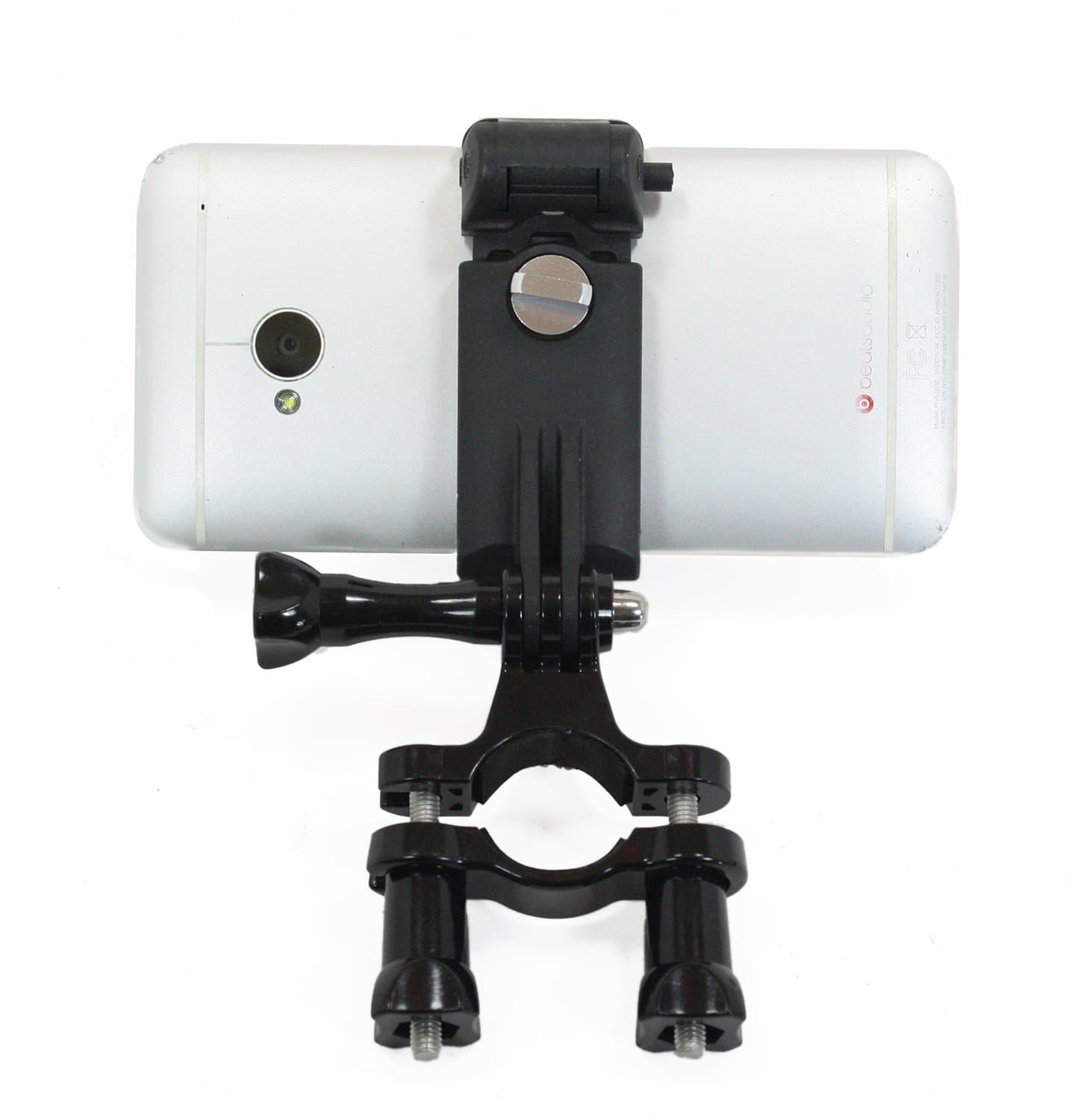 Action Mount | Pole Mounting Bracket with Locking Phone Clamp. Attach Your Phone to Any Pole or Monopod for Use in with GoPro Camera. Operable with Phone or GoPro. (Tube Mount w/Phone Mount)