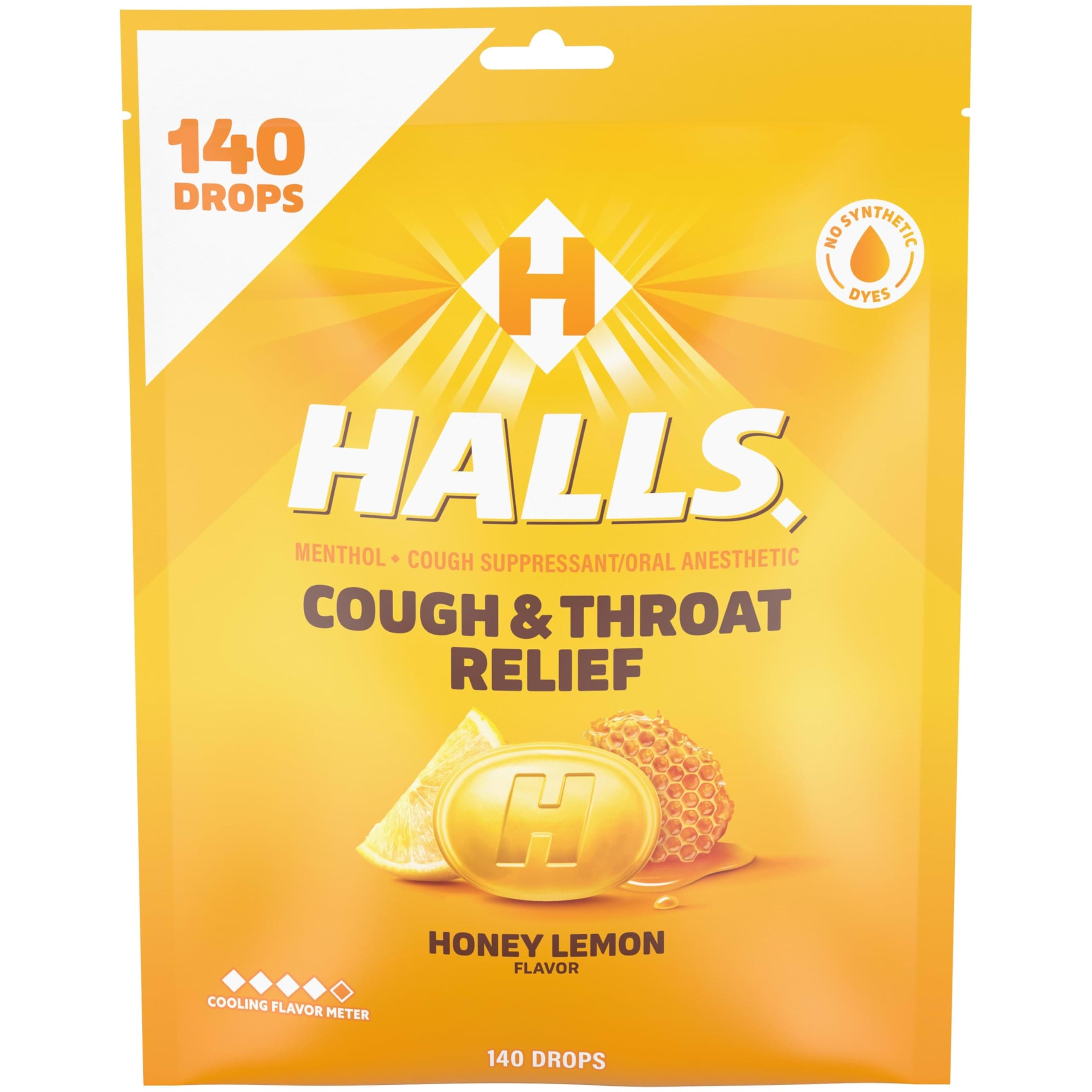 Relief Honey Lemon Cough Drops, Value Pack, 140 Drops