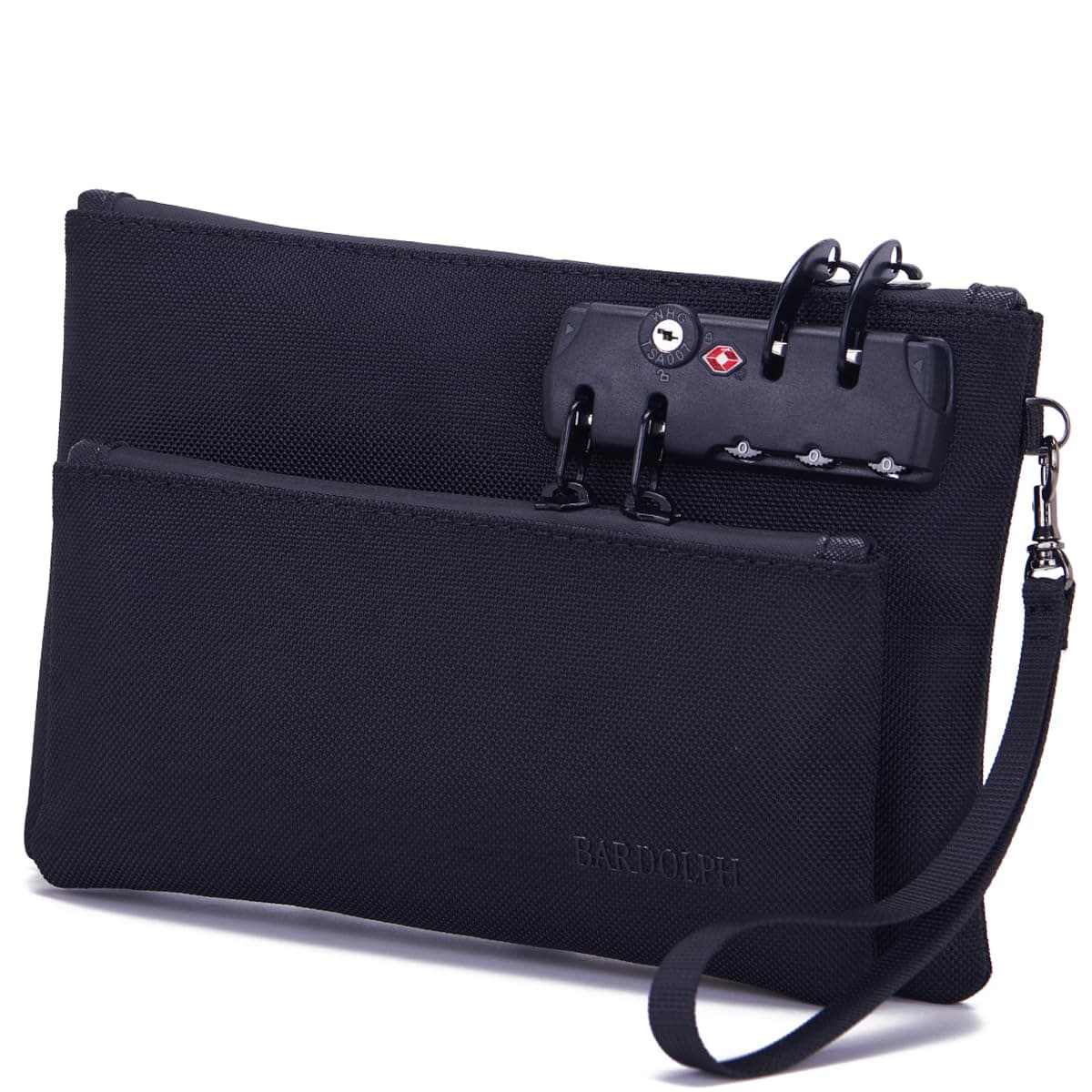 Money Bag with Lock, Double layer Men & Women's Locking Accessories Pouch, Bank Bag, Passports, Notary Supplies, Valuable StoragBag,CashBag and Zipper NotaryBag with Lock