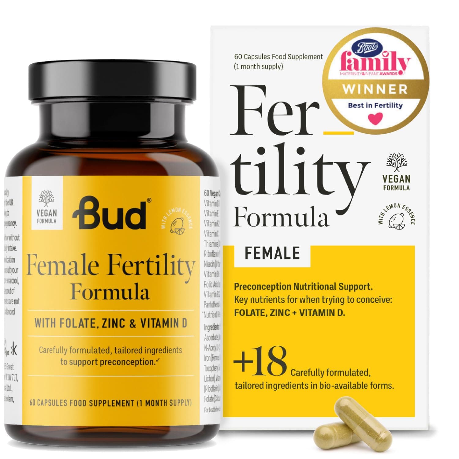 Female Fertility Supplements for Women - Trying to Conceive Vitamins for Women with Folate (Folic Acid), Zinc, Vitamin D and Inositol - Conception Vitamins (60 Capsules)