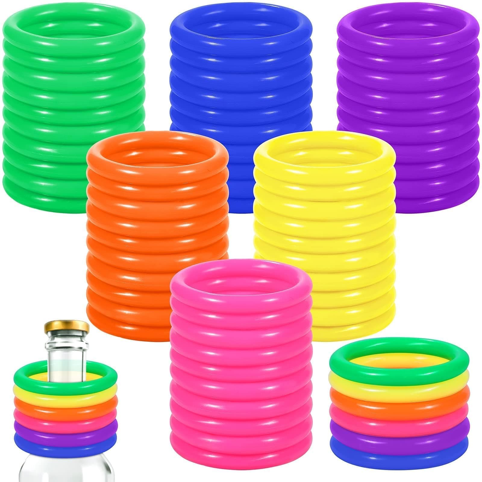 Aodaer 60 Pack Ring Toss Rings Plastic Carnival Rings 2.1 Inch for Carnival Party Favors Bottles Sport Ring Toss Game Fun Target Toys, Mixed Color