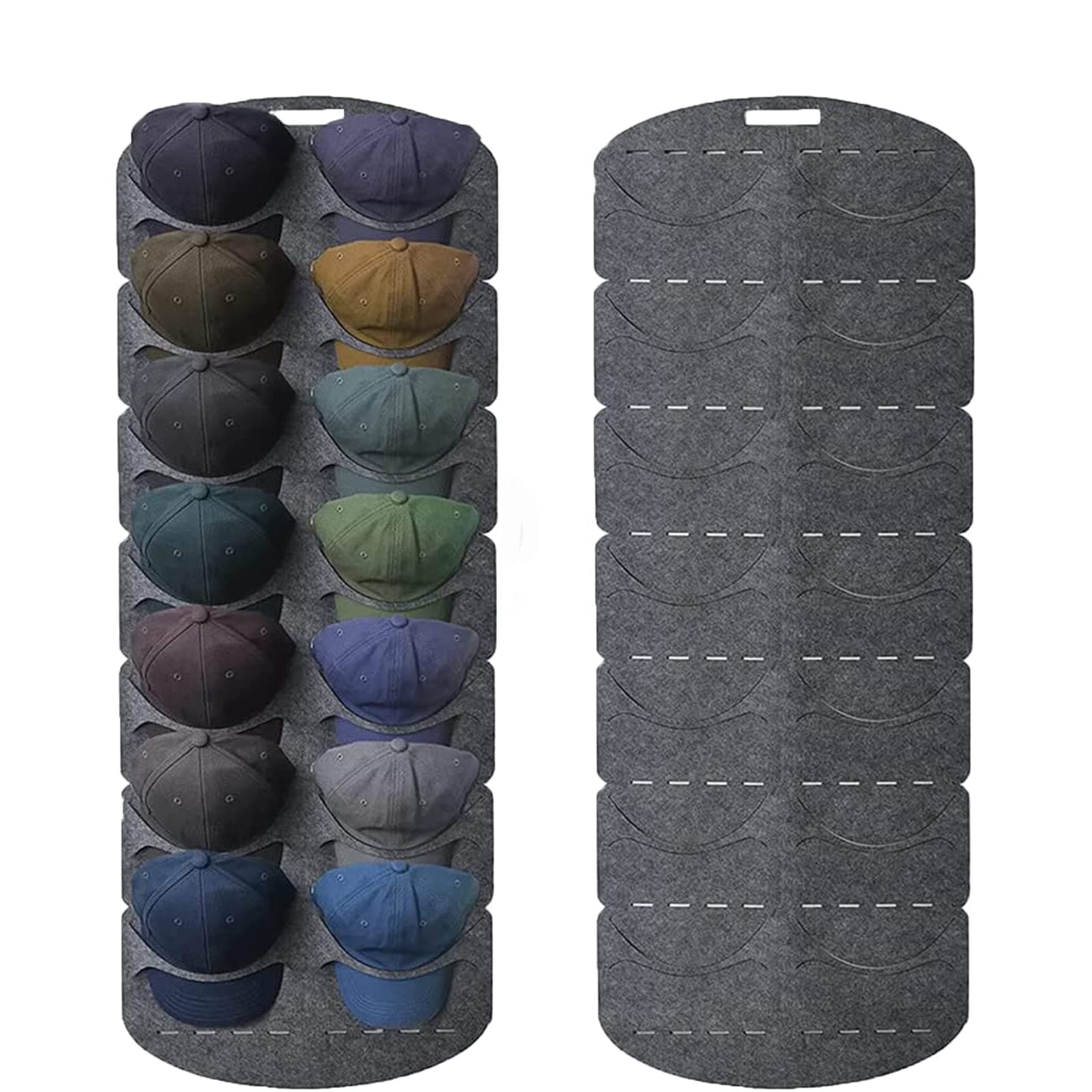 MAKINGTEC Over the Door Hat Rack, Door Baseball Caps Hat Organizer with 14 Pocket Baseball Hat Organizer, Cap Rack Storage Display Hanger Bag, Felt Hats Collection for Closet Wall