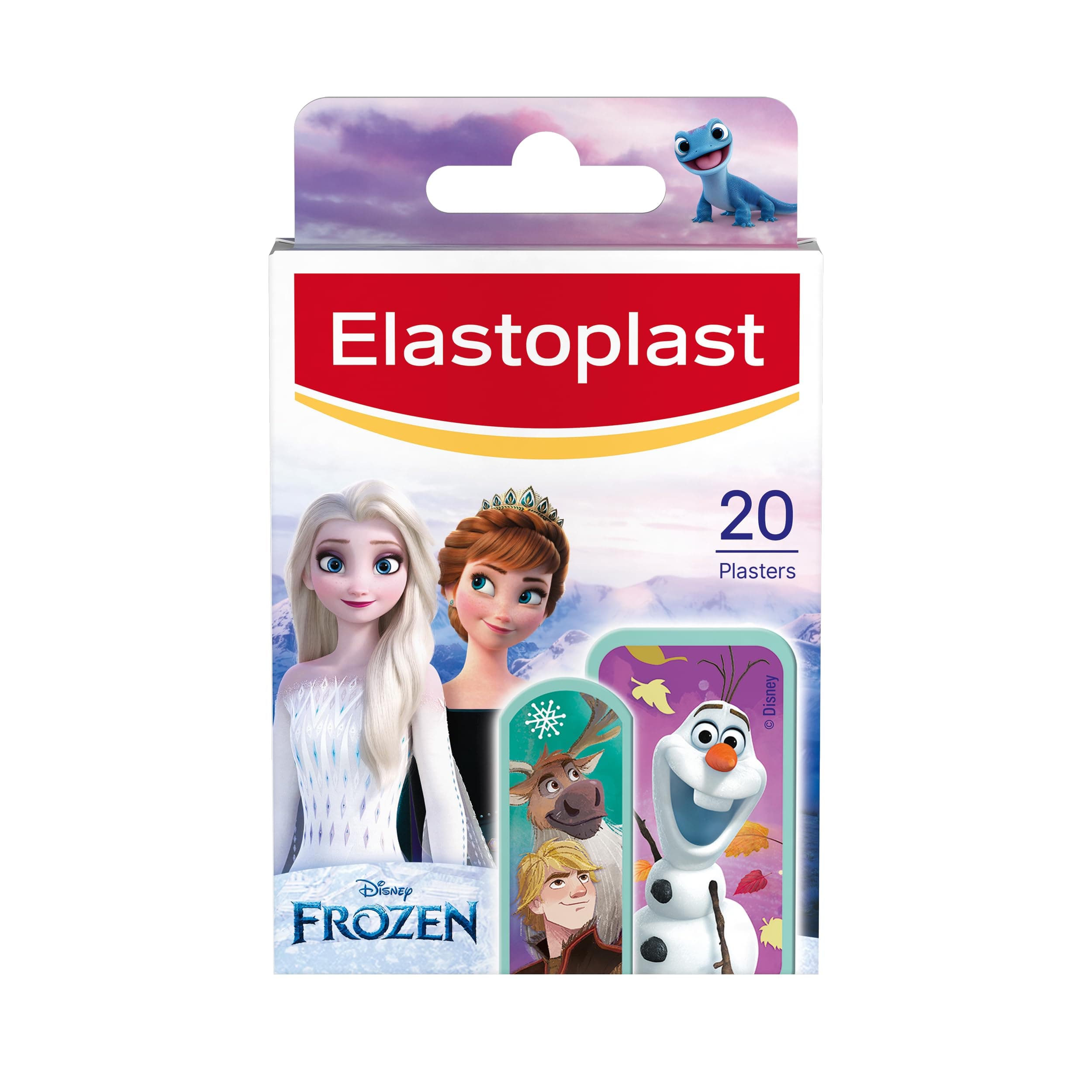 Elastoplast Disney Frozen Plasters, Assorted Sizes (20 Pieces), Coloured, First Aid Wound Care for Children with Frozen Designs, Various Sized, Skin-Friendly