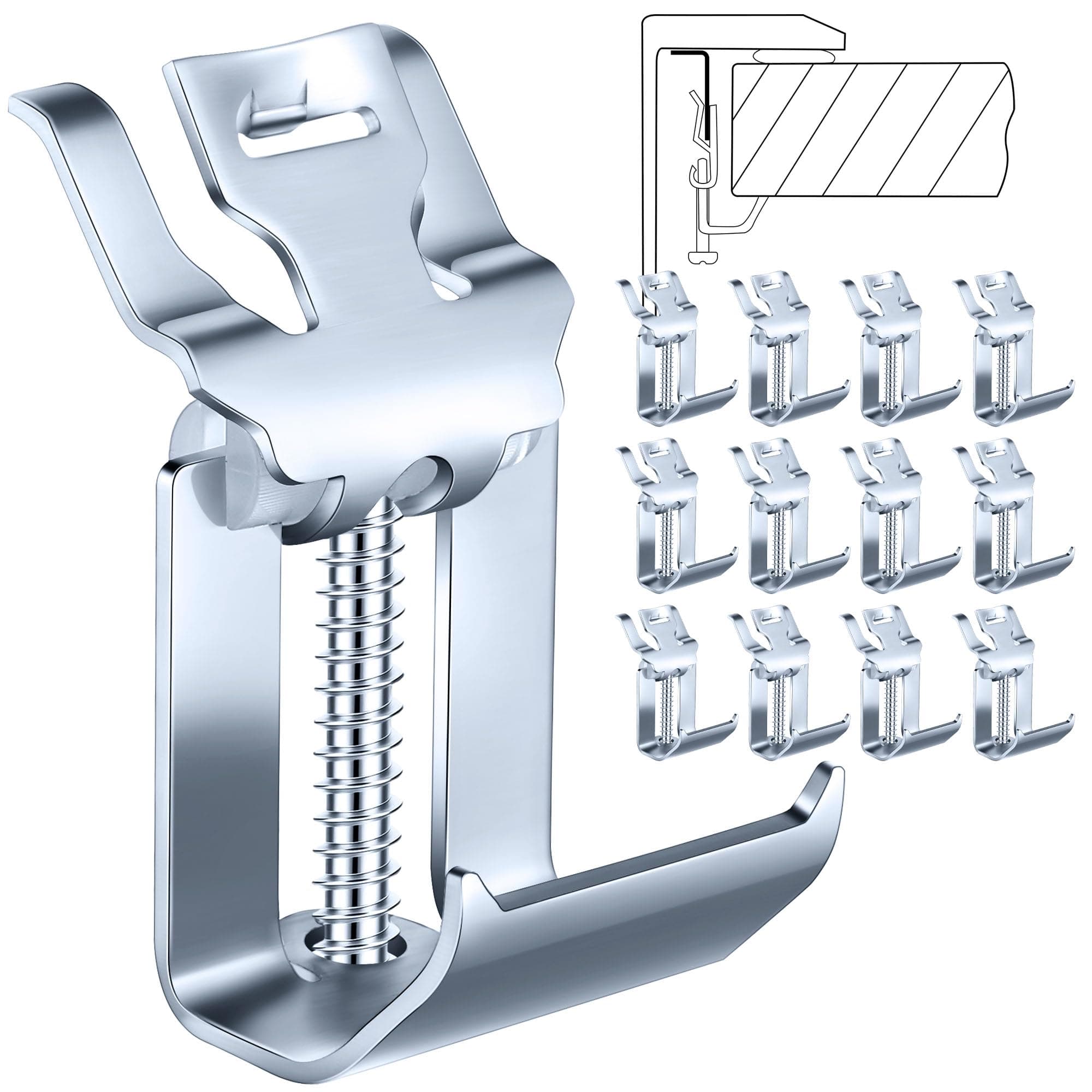 Dreyoo Sink Clips for Kitchen Sink Installation, 12 Pack Heavy Duty Sinks Mounting Clips for Top Mount & Drop In Sinks, Upgraded Adjustable Brackets Fit 1-1/4 inch Countertop Thickness