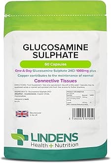 Glucosamine Sulphate 1000mg - 60 Capsules - UK Made - Joint Care - 1 a Day - Joint Care Supplements - Joint Health - 2 Months Supply - Letterbox Friendly