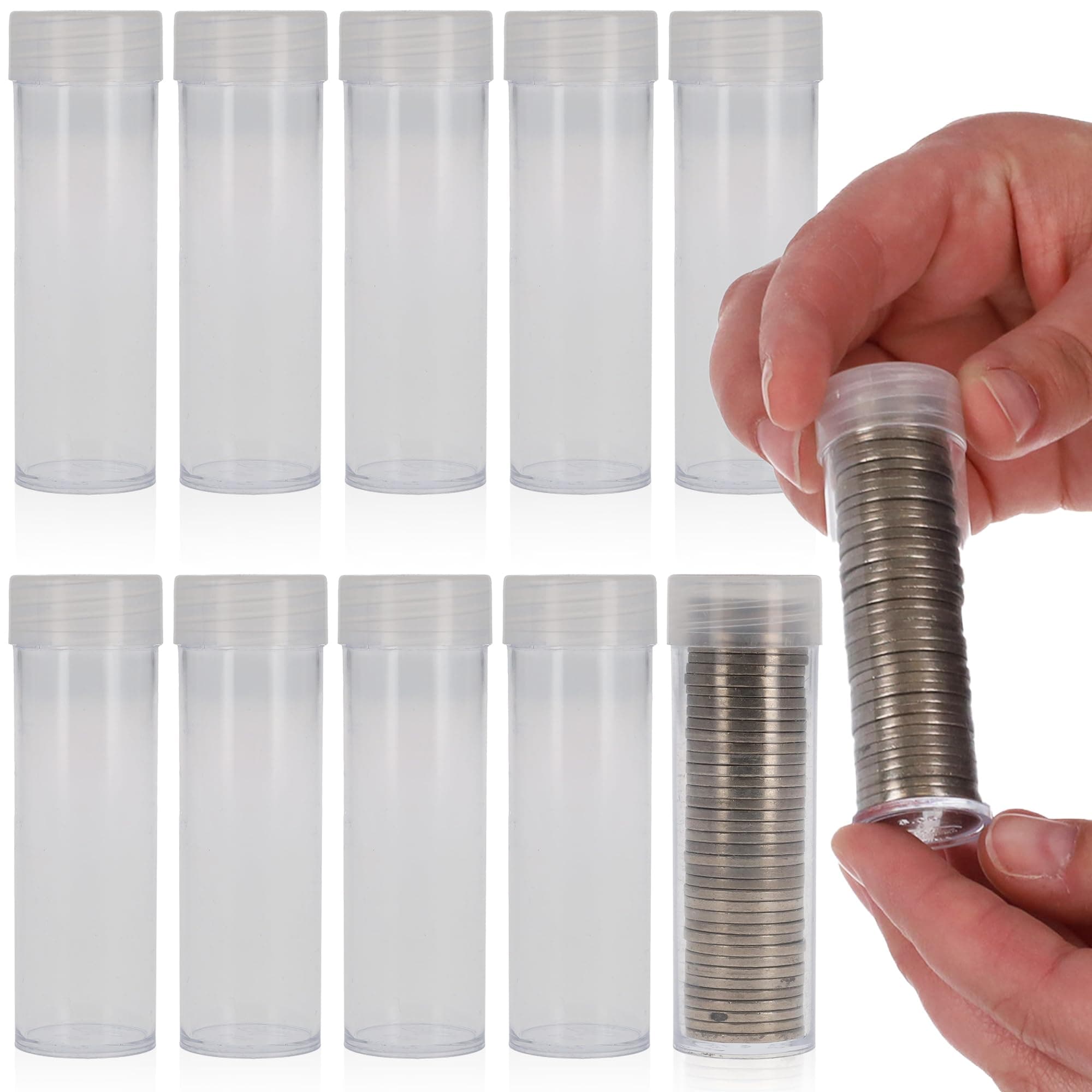 BCW Coin Tubes for US Nickels – 10ct | Durable Plastic Storage with Airtight Lids | Holders for Collectors