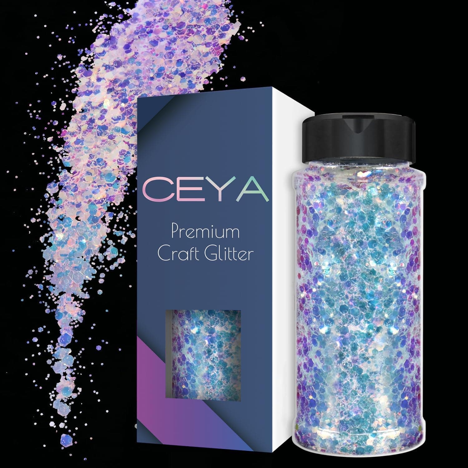 Ceya Chameleon Chunky Glitter Magic Opal Colors Shift Craft Glitter Powder Color Changing Iridescent Flake Sequin for Epoxy Resin, Nail, Tumbler, Slime, Phone Case, Party Decor, Jewelry Making