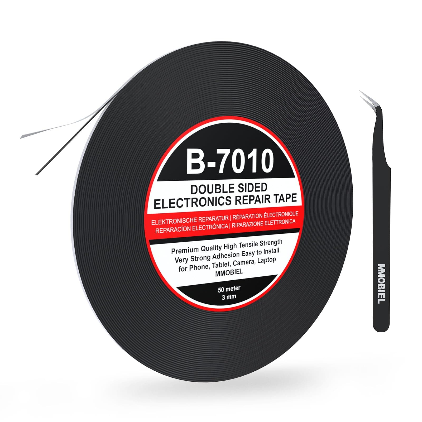 3 mm Double Sided Layer Strong Adhesive Tape 50 m Long Roll (Black) for Smartphone Tablet Repair