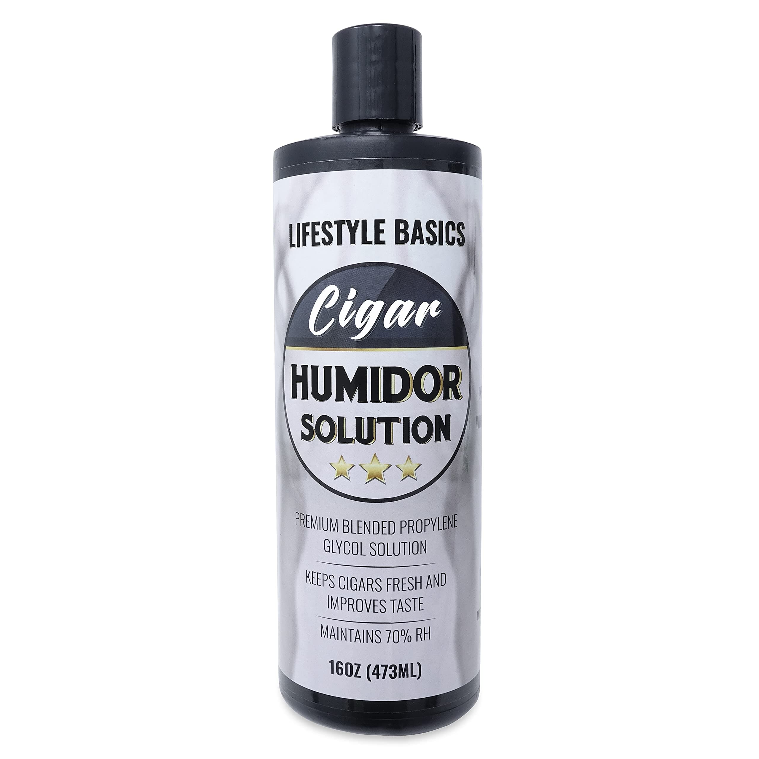 Cigar Humidor Solution 16 oz (473 ml) - Humidifier Liquid - Premium Propylene Glycol PG Solution Formula - 70% RH - Safe and Non-Toxic
