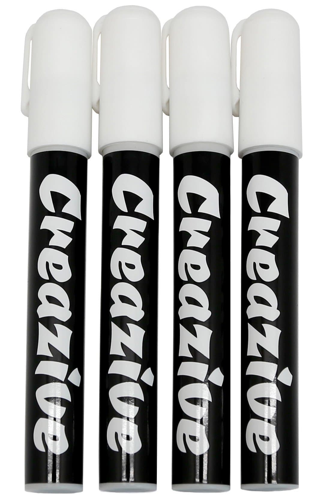 White Liquid Chalk Markers 6mm Reversible Fine/Chisel Tip - 4 Pack for Bistro Menu Board Mirror Whiteboard Glass Window Markers - Erasable Chalk Ink Pens For Kids & Artist