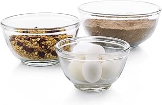 Libbey Baker's Basics 3 Piece Glass Mixing Bowl Set, Multi Size