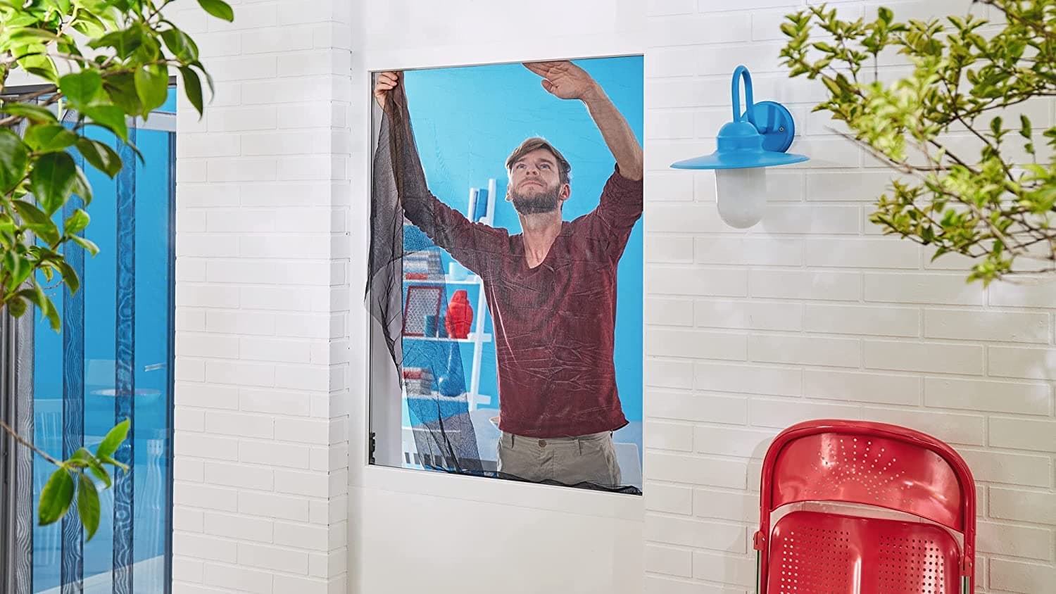 tesa Insect Stop Hook & Loop STANDARD for Windows - Self Adhesive Window Fly Screen - Cut to Desired Size - in White, 1.0m x 1.0 m