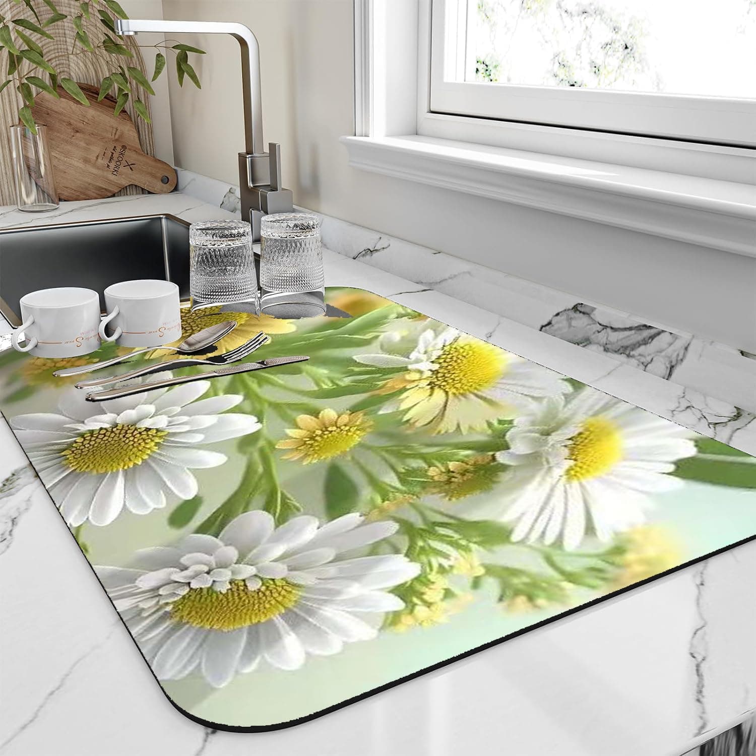 Dish Drying Mat for Kitchen Utensils, Water Absorbent Large Dry Mat for Kitchen, Large Size