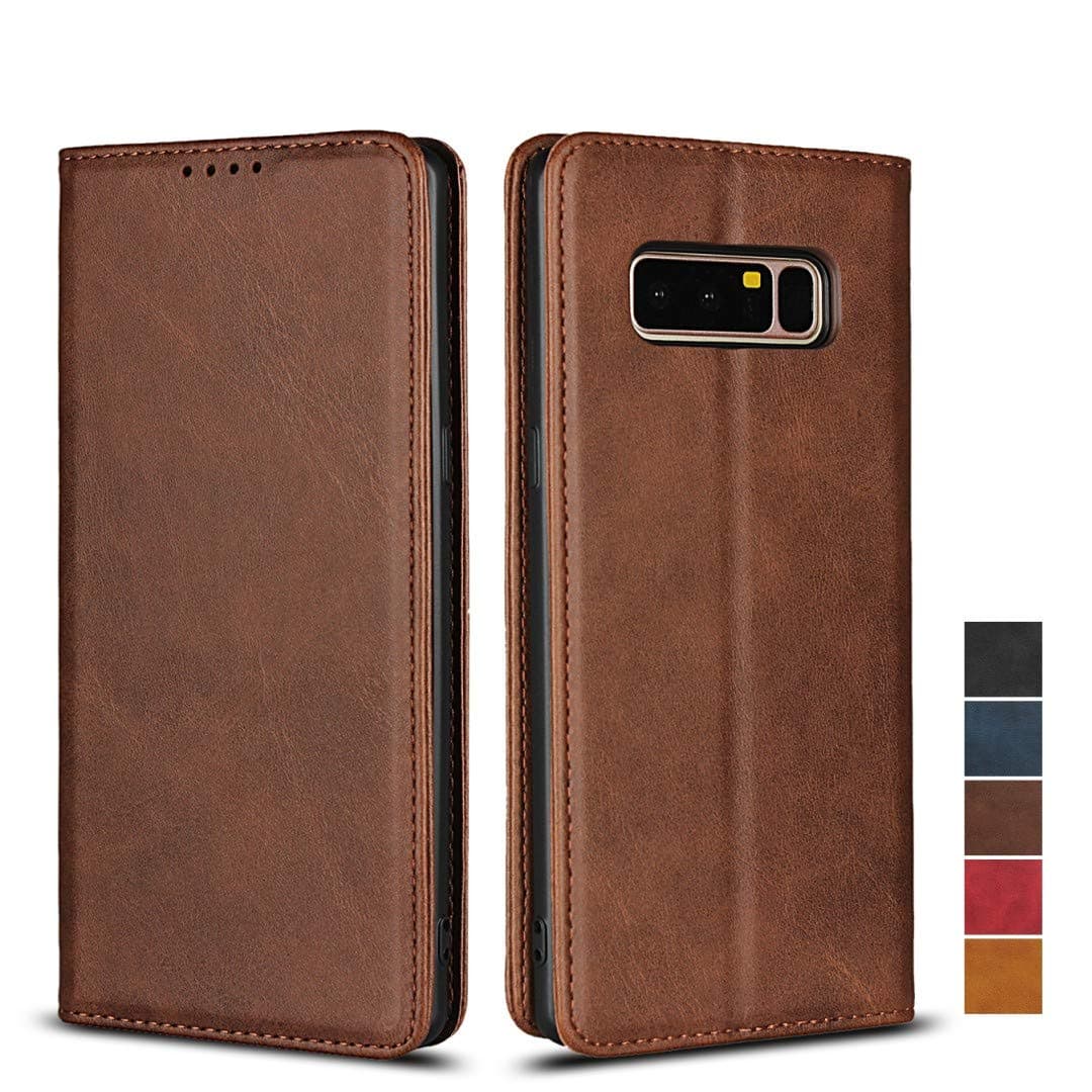 Samsung Note 8 Wallet Case, SailorTech Premium PU Leather Protective Folio Flip Cover with Stand Feature and Built-in Magnet 3-Slots ID&Credit Cards Pockets for Galaxy note8 case（6.3"）-Dark Brown