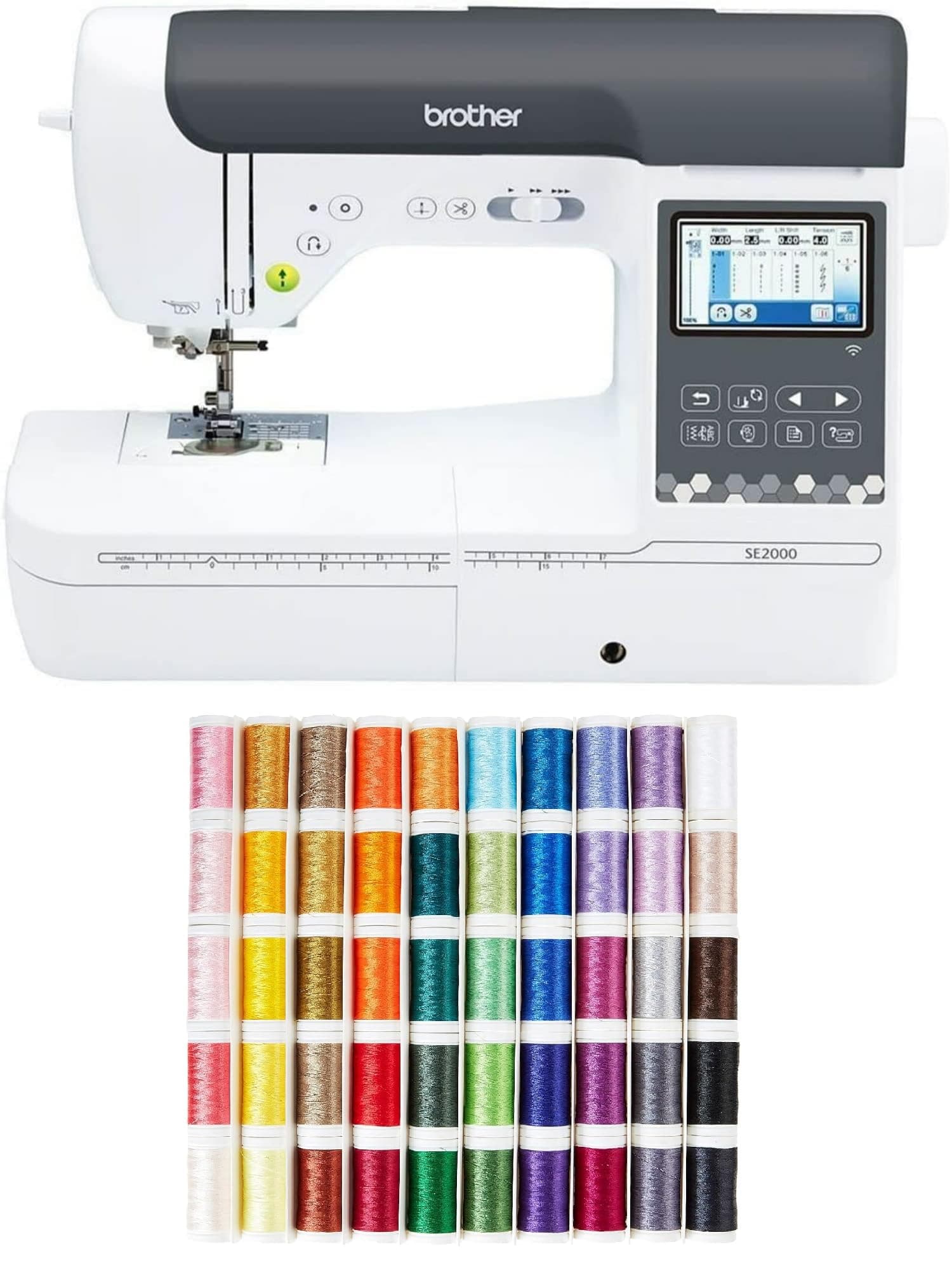 Brother SE2000 Computerized Sewing and Embroidery Machine, SA650 Designio 50-Color Thread Set