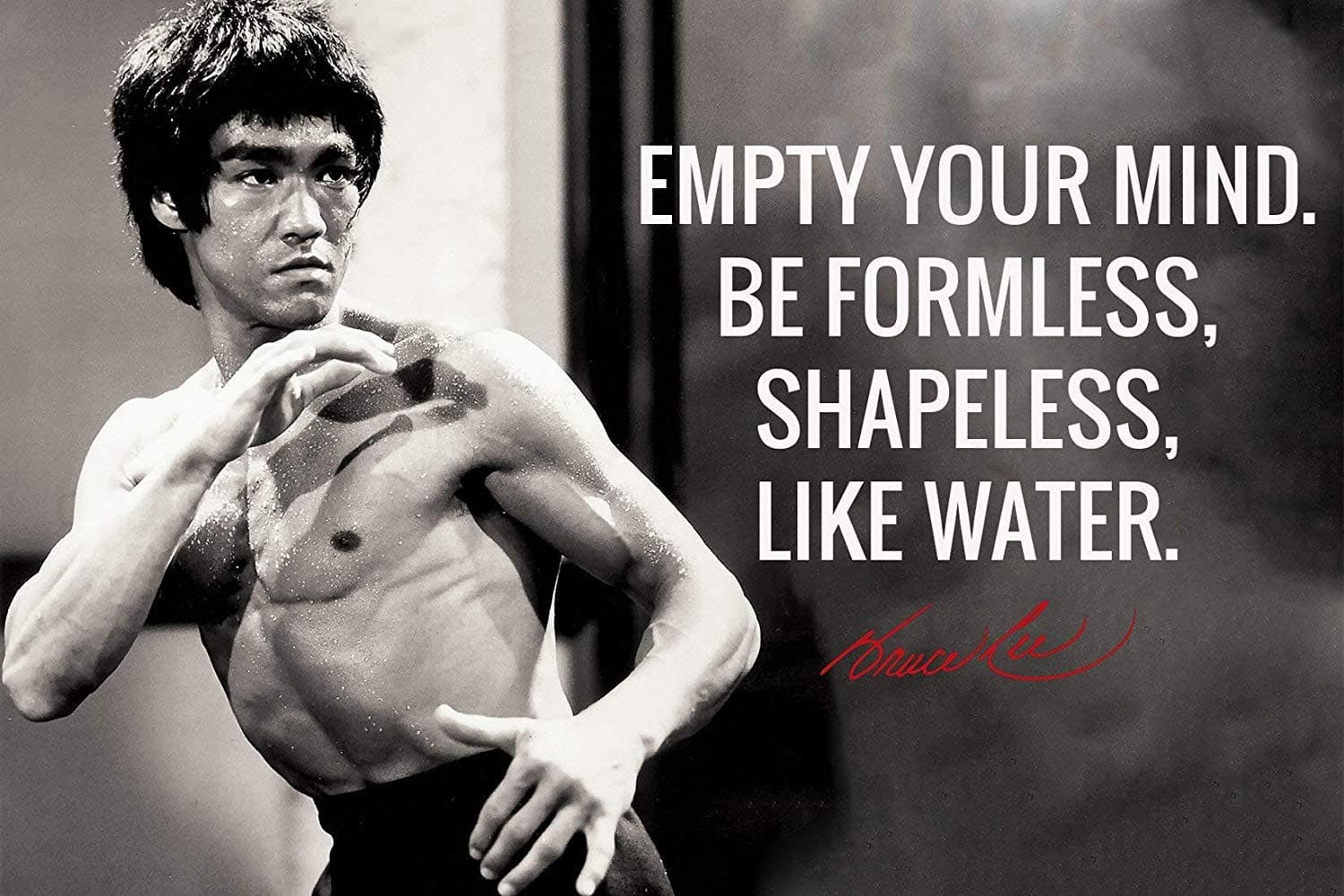 FAIR DEAL POSTERS Empty Your Mind Be Formless Shapeless Like Water - Bruce Lee - Small Poster Paper (12 x 18 inches) - Multi- Colour