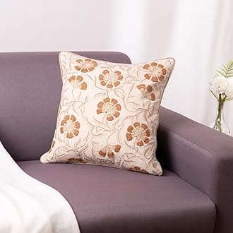 haus & kinder Decorative Embroidered Cushion Cover | Throw Cushion Cover for Sofa, Living Room | Cotton Cushion Covers 16 Inch X 16 Inch