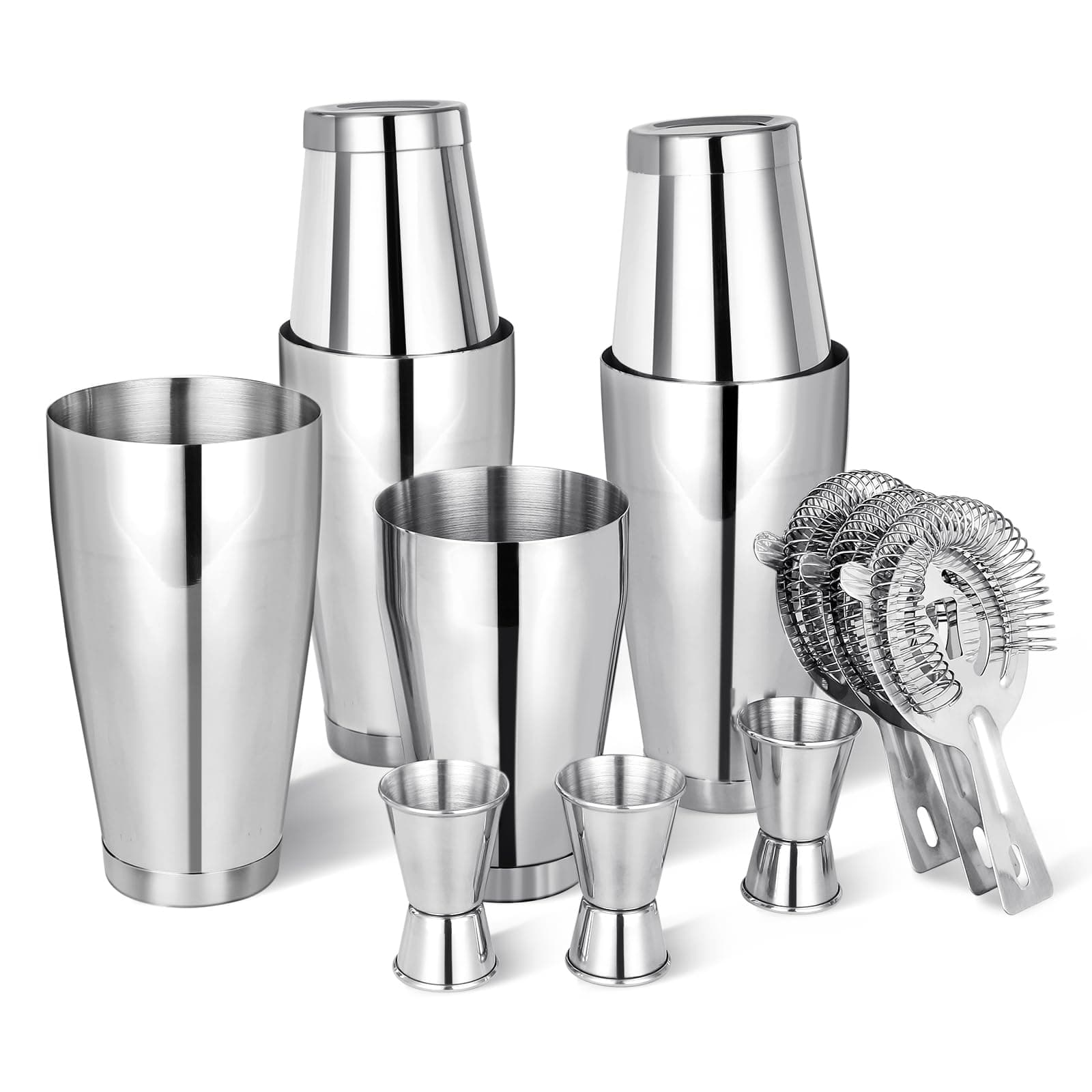 Cocktail Shaker Set Bartender Kit, 12 Pcs Boston Drink Shaker with Strainer Bartending Martini Shaker Tin with 18oz & 28oz Mixed Alcohol Shaker Stainless Steel Bar Tool for Beginner