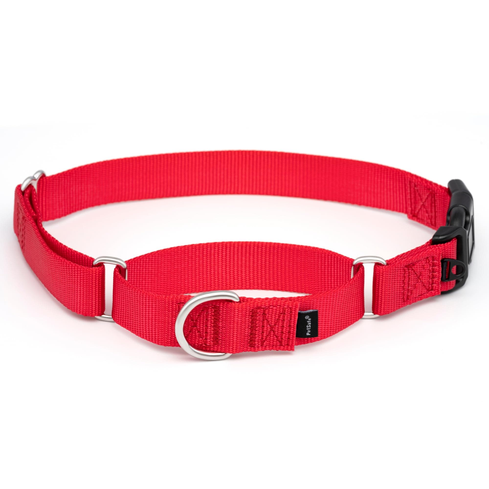 Martingale Collar with Quick-Snap Buckle - Adjustable No-Slip Quick Release Dog Collar - Everyday Wear No-Pull Training Aid - 1" Wide - Large - Red