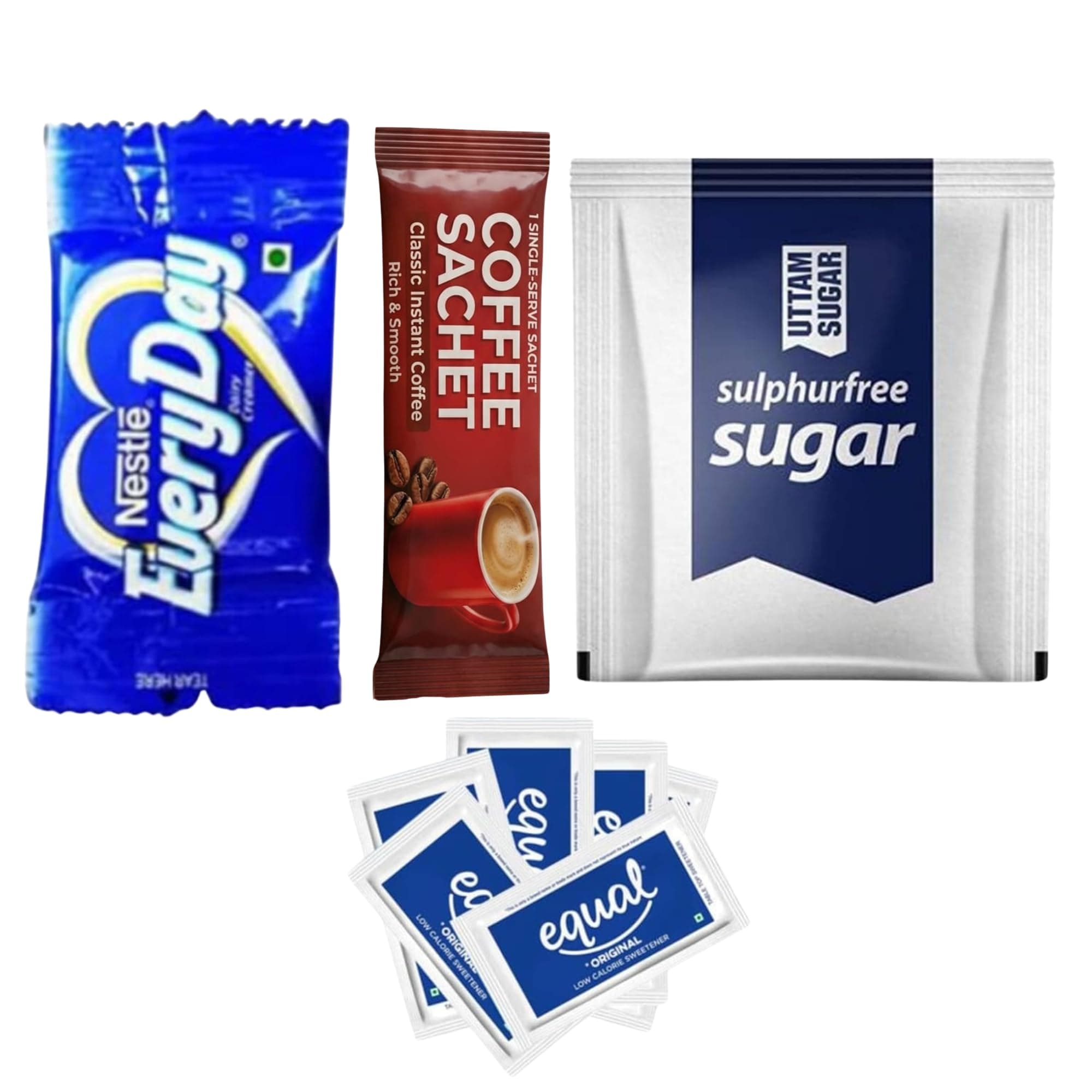 Nes-tle Coffee Combo Pack (150 Milk Sachet + 200 Sugar Sachet + 60 Coffee Sachet + Accessories)