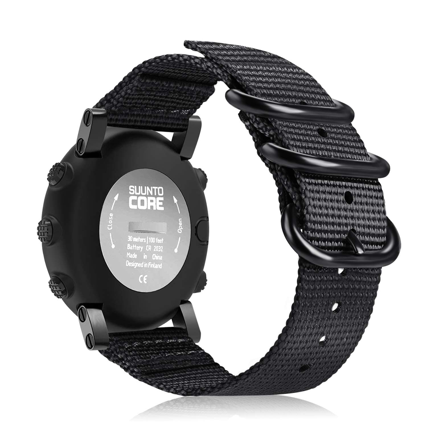 FINTIE Watch Band Compatible with Suunto Core, Premium Woven Nylon Replacement Sport Strap with Metal Buckle Compatible with Suunto Core Smart Watch (Black)