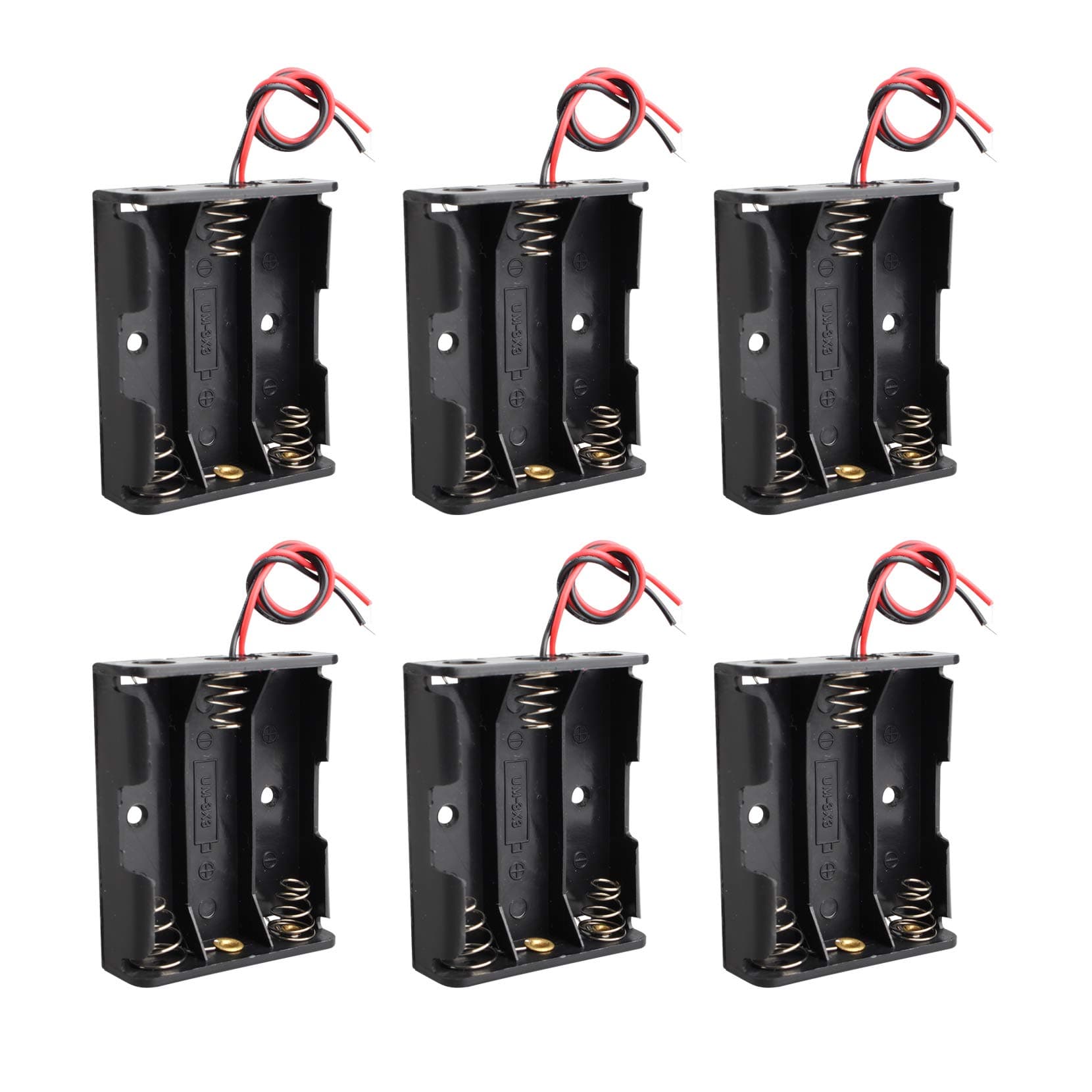 HALJIA 6Pcs 4.5V AA 3 x 1.5V Plastic Battery Holder Case Battery Storage Box with Wire Leads