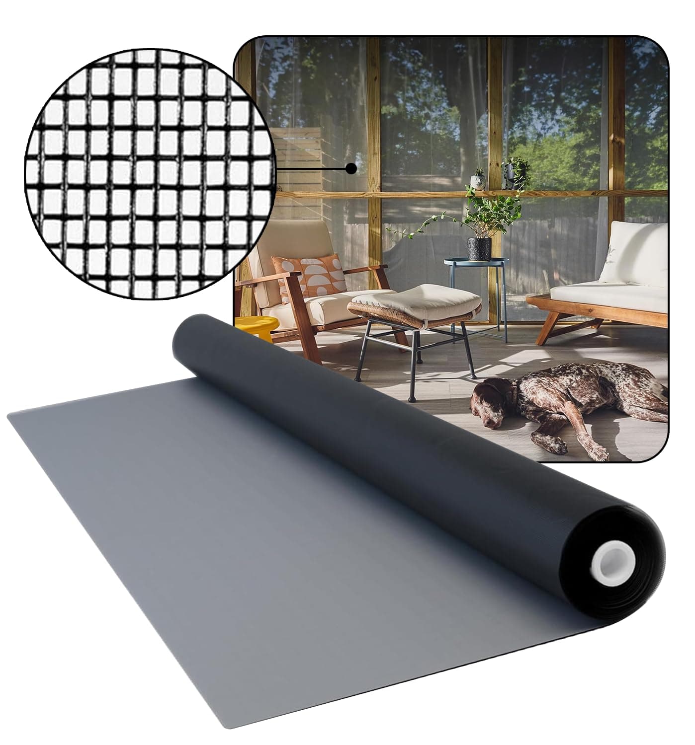 DOCA 36 in x 50 ft Window Screen Mesh - Window Screen Replacement, Fiberglass Mesh Roll for Window, Patio Screen, Porch Screen, or Door - Charcoal