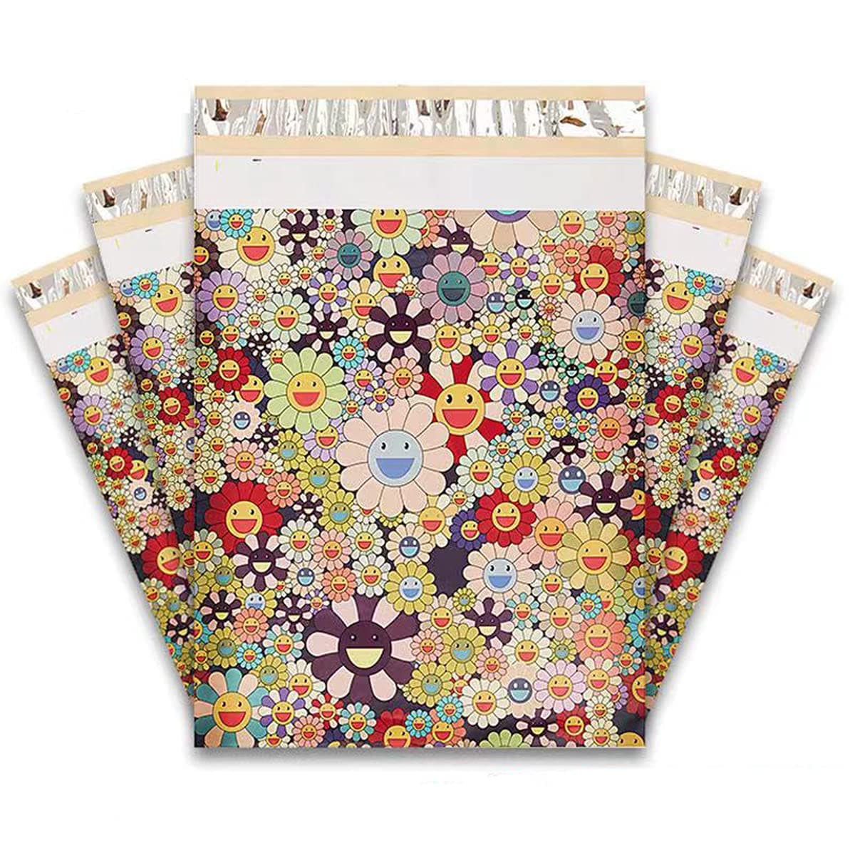 Bamsod50PCS 10''x13'' Pattern Poly Mailers Printed Self Sealing Shipping Poly Envelopes Bag (Sun flower)