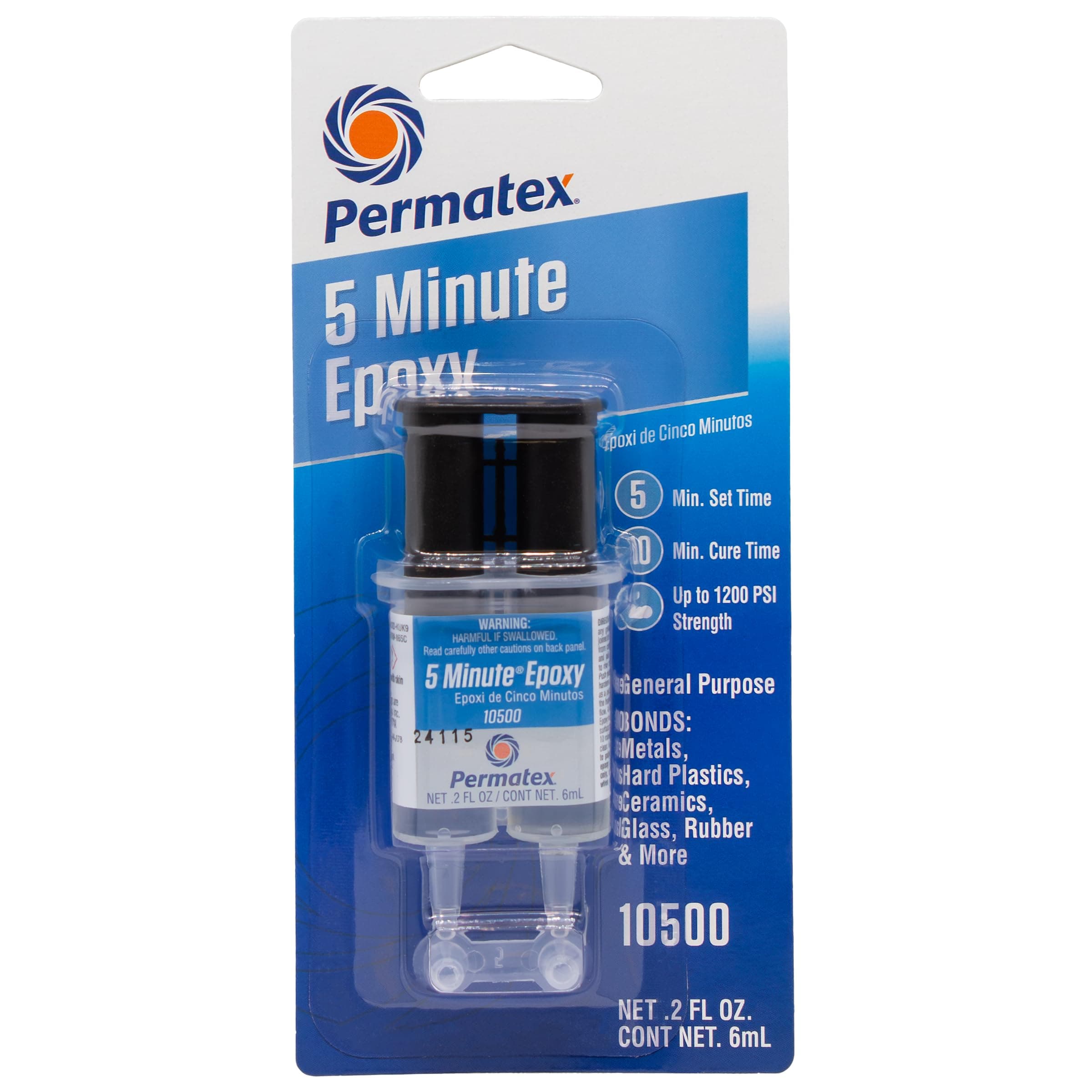 10500-5 Minute Epoxy, Single-Use Syringe for General Purpose Creates a Hard, Rigid Bond for Coating in Minutes - Resin epoxy is Resistant to Water and solvents, and All-Purpose