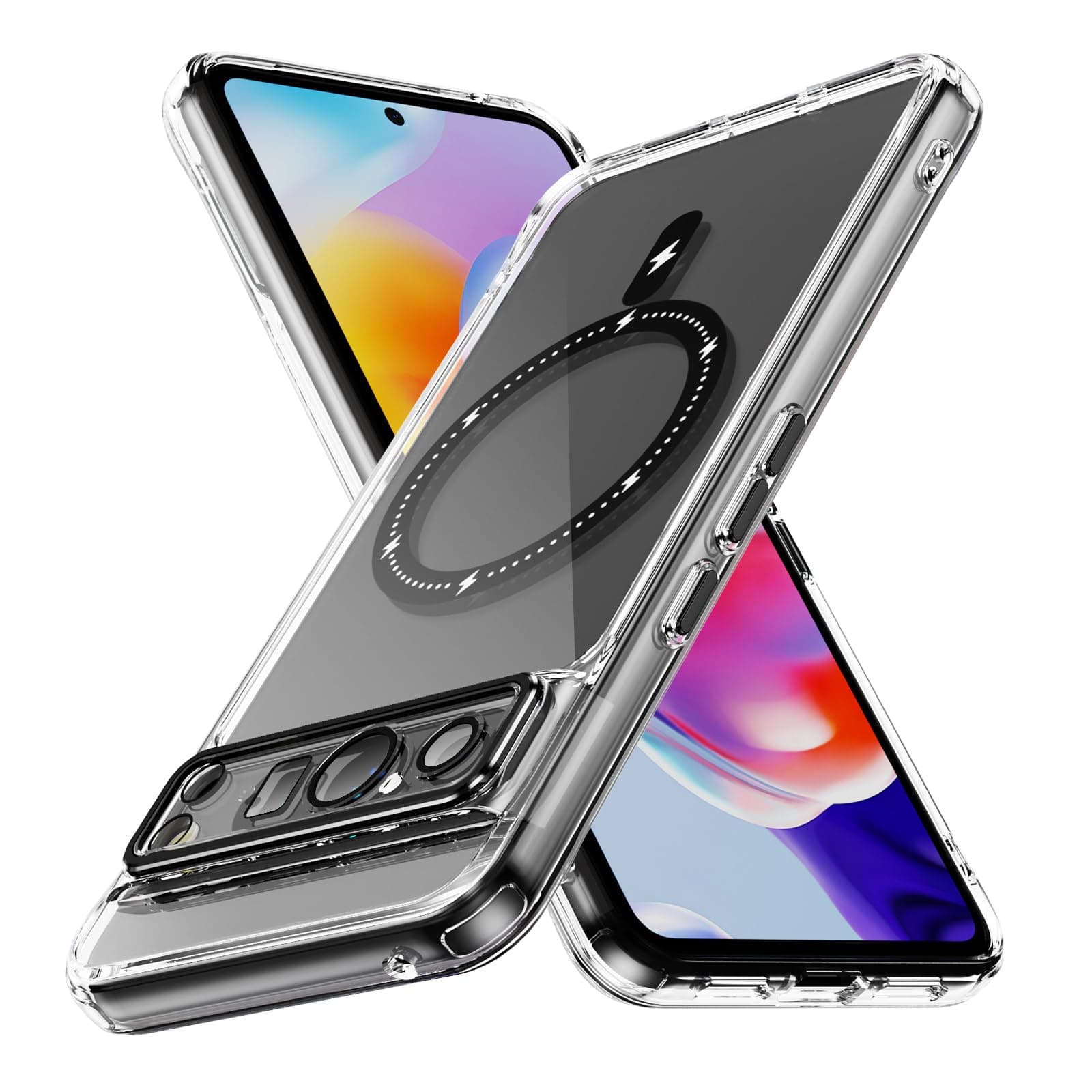 for Google Pixel 8 Pro Case 6.7" 2023,Tough Clear Protective Shockproof Slim Phone Case [Compatible with Magsafe] [Non-Yellowing] [10 FT Military Grade Drop Protection] Clear（Black）