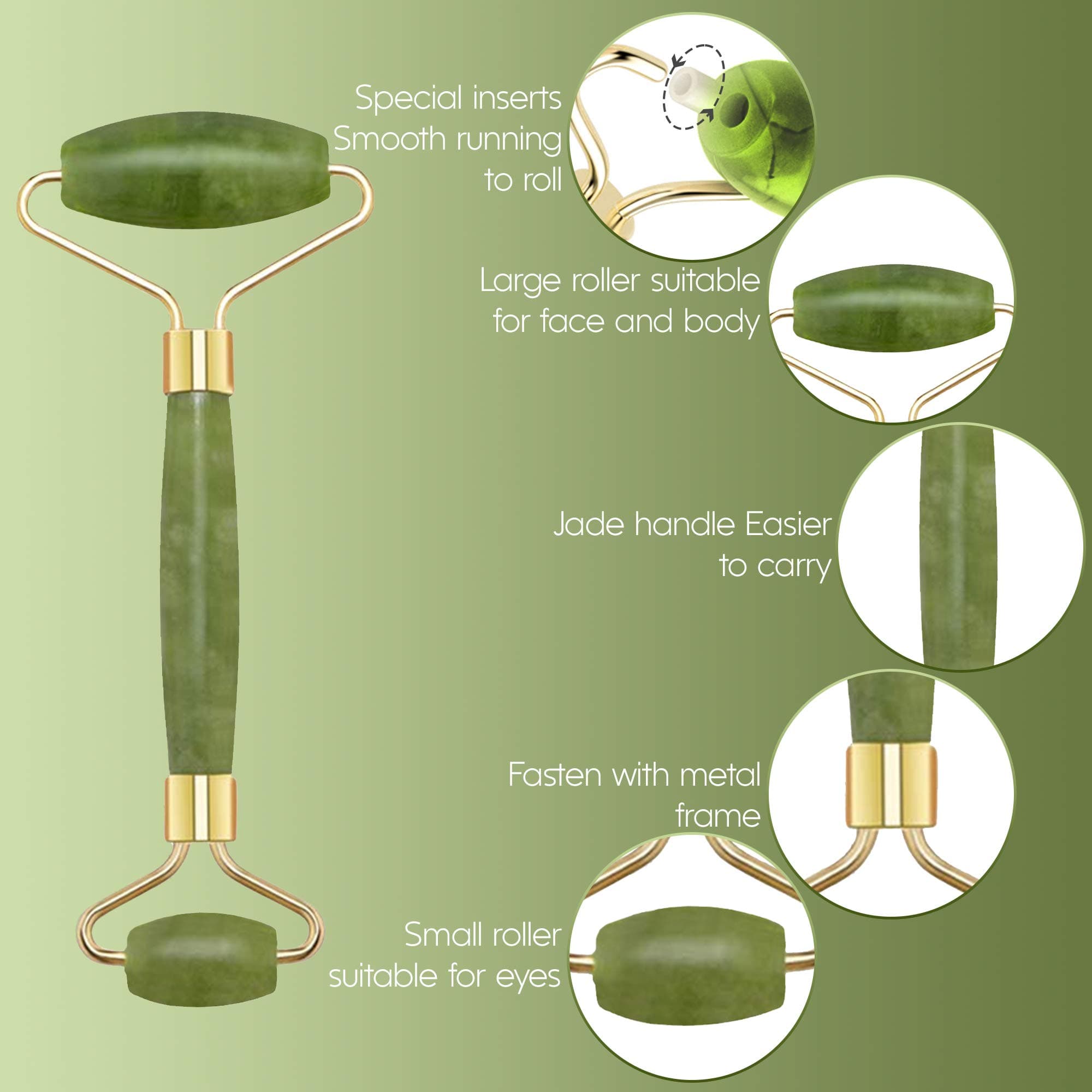 Jade Roller and Gua Sha Scraper Jade Face Roller Set Beauty Gifts Sets for Women UK Design Beauty Tool Anti Ageing Neck Massage Natural Green Slimming Massager (Green)