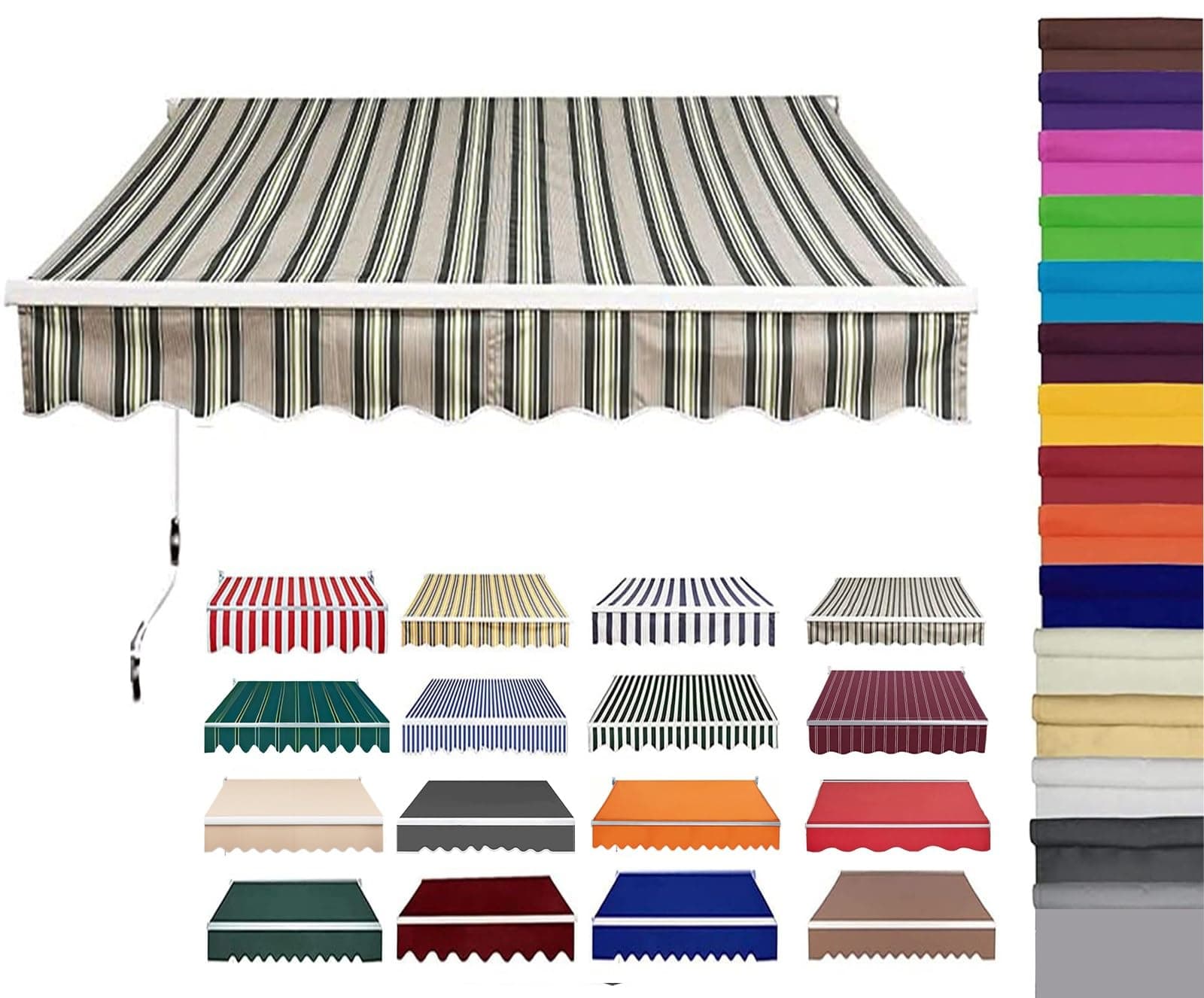 Retractable Patio Awning Replacement Fabric (Without Frame) Waterproof Shade Sun Shade Awning Cover Outdoor Patio Canopy Sunsetter Deck Awnings Polyester(E,(20x16ft) 6x5m)