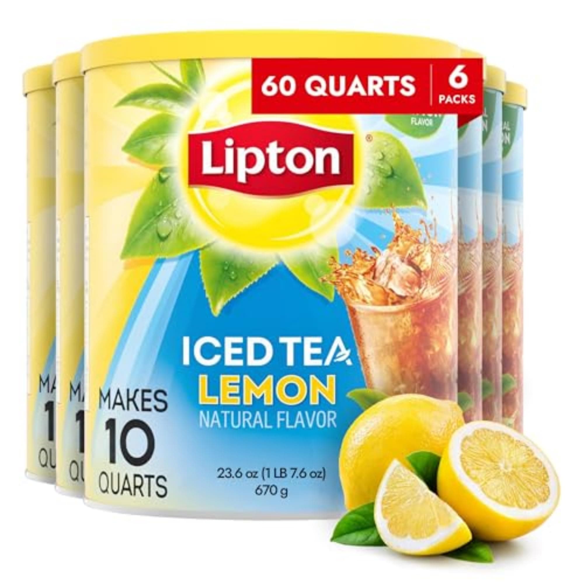 Lipton Iced Tea Mix, Lemon, Makes 10 Quarts,Count 6(Pack of 1)
